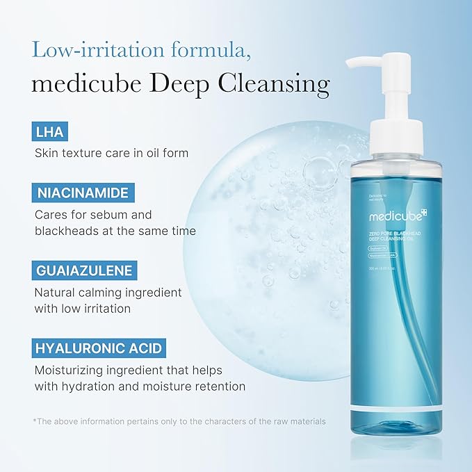 medicube Pore Care Duo for Flawless Skin: Zero Pore Blackhead Deep Cleansing Oil & Pads 2.0