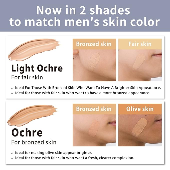 [Matte Finish] NULL mens BB Cream, Mens concealer, Tinted Moisturizer broad spectrum SPF30 PA++, CC cream, Revitalising Nourishing Tone Up Cream, Natural Cover, 0.7oz Made in Japan (Light Ochre)