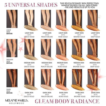 Gleam Body Radiance All In One Makeup, Moisturizer & Glow For Face & Body - Disco Gold, 3.4 fl.oz.