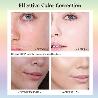 Firstfly Color Correcting Makeup Primer with SPF 50, Sunscreen 3 In 1 Moisturizer Isolation Cream, One Step Skin Tone Corrector for Dark Circles & Fine Lines, Makeup Brush Include