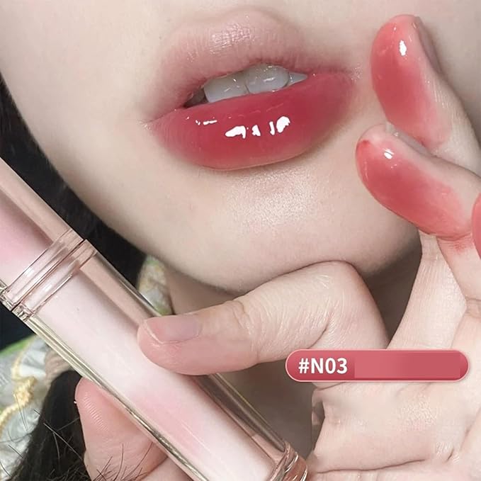 Ice Watery Lip Gloss, Iron Tinted Lip Tint, Jelly Hydrating Moisturizing Nonstick Tinted Gloss Oil (#N03 Guava)