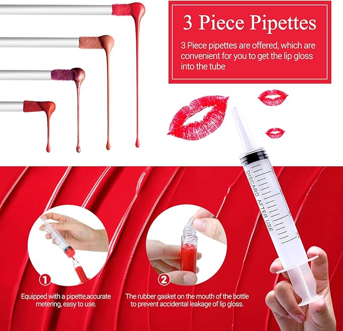 KPX 30 Pcs lip Gloss Tube Containers Bulk Wand 10ml Empty Clear Pink Lip Oil Tubes Refillable Lip Balm Bottles with Rubber Insert for DIY Makeup Such as Lip Samples, Homemade Lip Balm(Black)