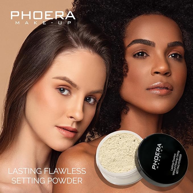 PHOERA Foundation Face Powder, Soft Focus Setting Powder, Silky Powder For Creating Without Shine, Smooths Pores & Lines, Up to 24H Wear Oil Control,0.49 Oz (N.02 Cool Beige)