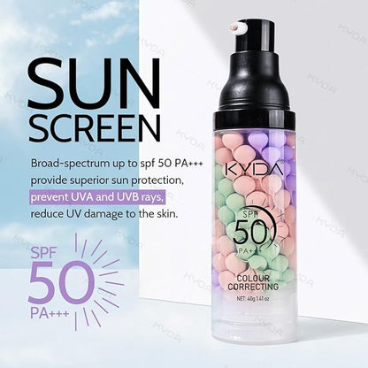 KYDA 2 Bottles Color Correcting Facial Serum, SPF 50 PA+++, Moisturizing Makeup Primer, One Step Brightening Primer to Even Skin Tone, Oil Control Skin Corrector, Sheer Finish, Refreshing