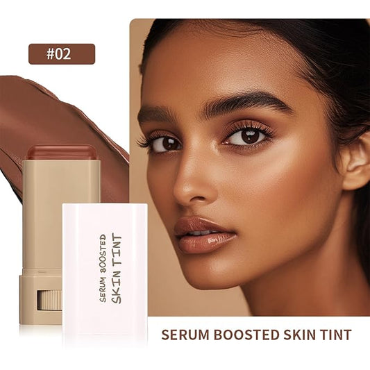 Foundation Stick Beauty Balm Serum Boosted Skin Tint - Solid 𝗧𝗶𝗻𝘁𝗲𝗱 Moisturizing Serum Contour Stick Foundation, Hydrates, Smooths Full Coverage, Natural Finish Makeup #02