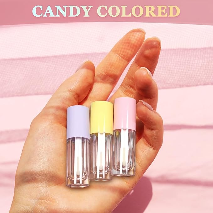 2.5ml 12 PCS Empty Lip Gloss Tubes with Wand Lip Gloss Containers Cute 0.08oz Clear Refillable Lipgloss Making Supplies Kit for DIY Makeup+ 2pcs Syringes
