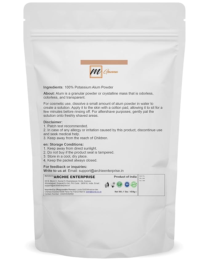 100% Natural Alum Powder for Skin and Health Care 454 GMS / 1 LBS