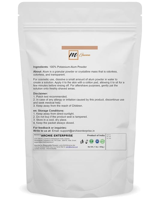100% Natural Alum Powder for Skin and Health Care 454 GMS / 1 LBS