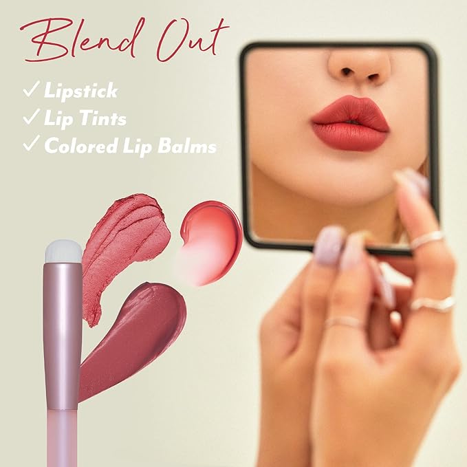 I'M MEME Lip Tint + Lip Brush Set/Best Lip Stain, Vivid Color, Long Lasting, Moisturizing & Hydrating, Light-weight, Matte Finish
