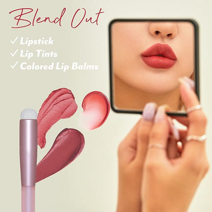 I'M MEME Lip Tint + Lip Brush Set/Best Lip Stain, Vivid Color, Long Lasting, Moisturizing & Hydrating, Light-weight, Matte Finish