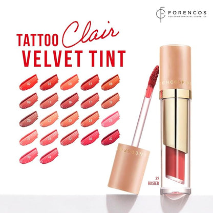FORENCOS Long Lasting Waterproof Lip Stain Liquid Lipstick, Velvet Matte, Longwear, High Pigmentation, Tattoo Lips, Weightless, Smudge-proof, Non-Sticky, Korean Lip Tint Stain Makeup (32 Rosier)