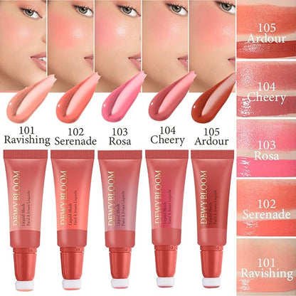 Cream Blush Wand, Milk Liquid Blush Contour Wand with Cushion Applicator, Smooth Natural Makeup Stick for Cheek, Lip, Eye - Lightweight, Easily Blendable - 101 Ravishing, Nude Pink