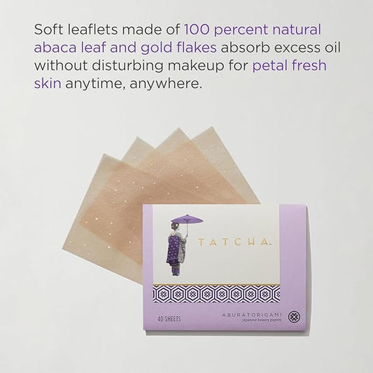Tatcha Aburatorigami Blotting Papers: 100% Natural Abaca Leaf & Gold Flakes Absorb Excess Oil (40 Pack)
