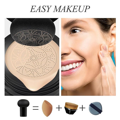 Air Cushion CC Cream - Mushroom Head Concealer, Lasting Nude Makeup, Moisturizing Liquid Foundation, Even Skin Tone Makeup Base Primer (Natural)