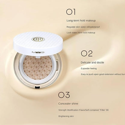 Meiyan Tang Lightweight Cushion Foundation BB Cream - Natural Coverage, Hydrating, Long-Lasting, Non-Drying, Waterproof, Anti-Sweat, Flawless Matte Finish, Unique Butterfly Puff Design