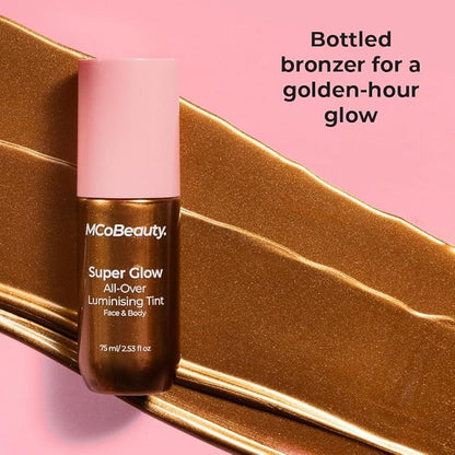 MCoBeauty Super Glow All-Over Luminising Tint - Bronze Skin Enhancer with Subtle Shimmer, Vegan, Cruelty Free Cosmetics