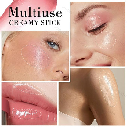 KYDA Pink Blush Stick, Natural Glow Face Blusher, Dewy Glow Finish, Radiance Balm for Glass Skin, Lightweight Creamy Multiuse Makeup Stick, Buildable Watercolor Blush Balm, Moisturizing