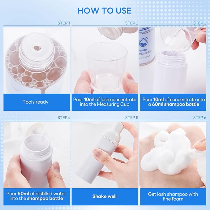 ARISON LASHES Lash Shampoo Concentrate, 120ml Large Capacity Eyelash Cleanser Concentrate, Upgraded Professional Lash Extensions Shampoo - Unscented, Make 24 Bottles 60ml Shampoo