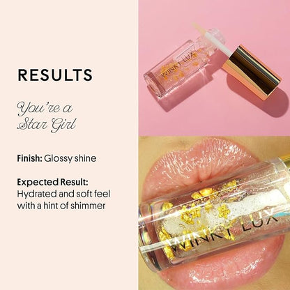 Winky Lux In The Stars Lip Oil, Non Sticky Lip Gloss Oil, Juicy Glossy Lip Balm, Vegan Hydrating Lip Oil with Jojoba Oil, Clear