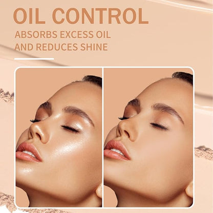 Oil Control Face Powder, Matte Smooth Setting Powder, Waterproof Long-Lasting Setting Powder, Polvo Compacto Perfección Mate, Polvo Compacto De Maquillaje (Tan Dark)
