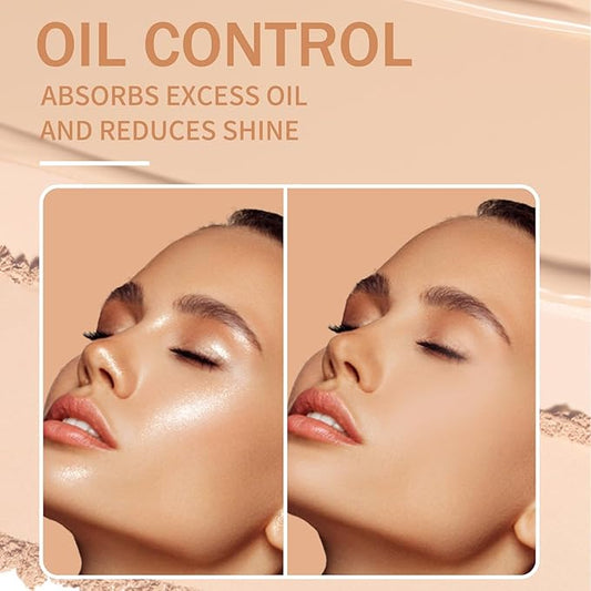Oil Control Face Powder, Matte Smooth Setting Powder, Waterproof Long-Lasting Setting Powder, Polvo Compacto Perfección Mate, Polvo Compacto De Maquillaje (Tan Dark)