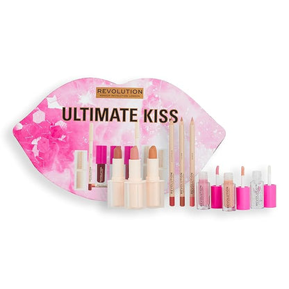 Makeup Revolution Ultimate Kiss Lip Gloss Collection, Lipsticks & Lip Liners Gift Box