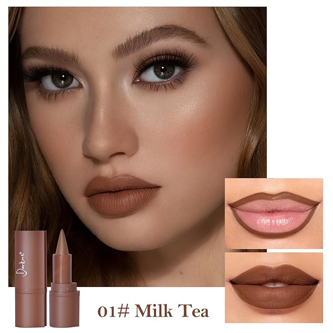 Erinde Lip Liner and Clear Gloss Set, Lip Liner and Lipstick Combo & Clear Lip Oil, Waterproof lip liner pen sets for women, Long Lasting Gradient Liner Lipstick Makeup Kits, 01