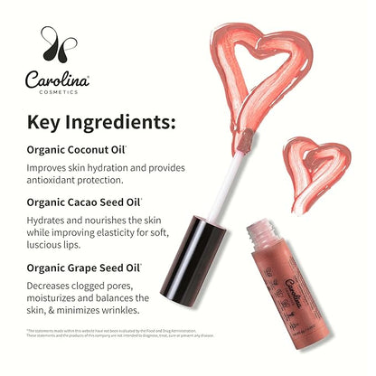 Non-Sticky Lip Gloss (Divine) - Plant-Based Hydrating & Nourishing with Sunflower Seed Oil, Cacao & Grape Seed Oil - 5g/0.18oz