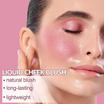 Boobeen Soft Liquid Blush Tint Cheek Blusher, Cream Blush Face Makeup with Cushion Applicator, Long Lasting, Moisturizing, Leaving a Matte Dewy Makeup Look