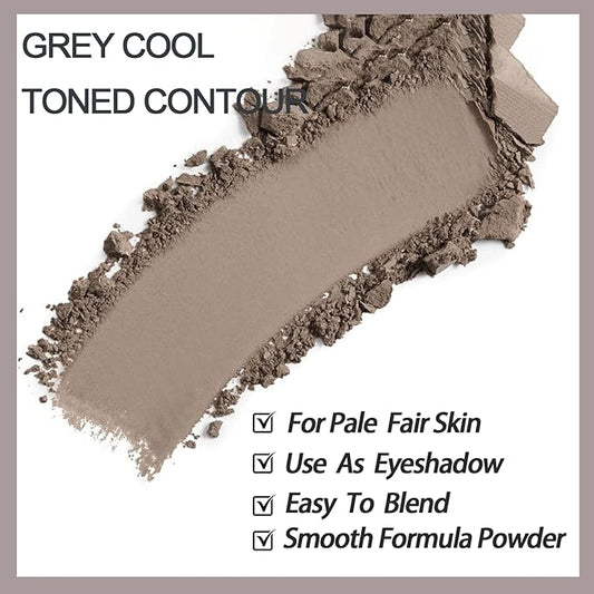 Cool Toned Contour Palette with Mirror, Taupe Grey Contour Powder for Pale Light Cool Toned Skin, Nose Contouring Bronzer Powder