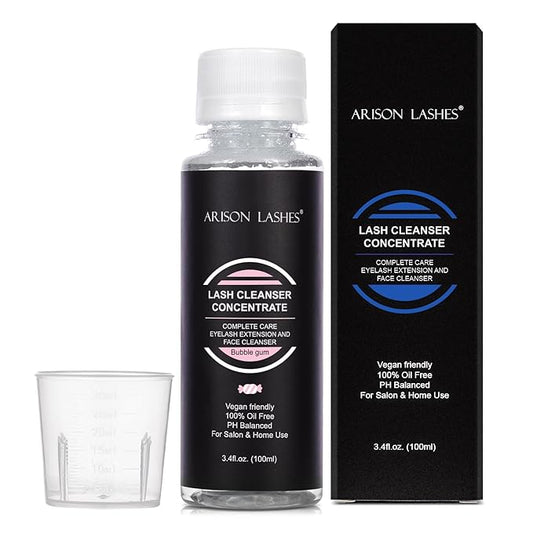 Eyelash Cleanser Concentrate 100ml Lash Extensions Shampoo Natural Foaming Cleanser DIY Non-lrritating Wash for Extensions Lashes with Salon Home Care-Makes 20 Bottles 60ml lash Shampoo (Bubble gum)