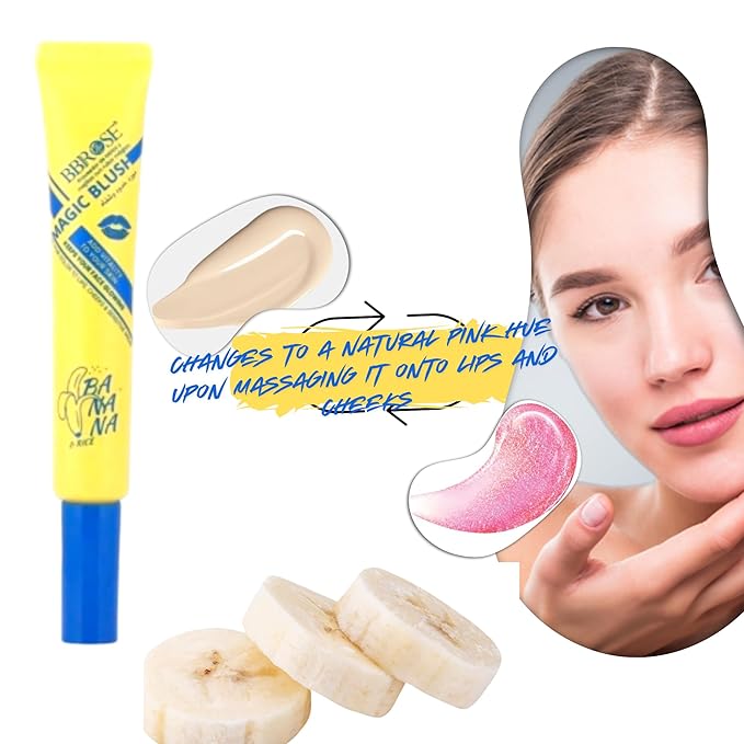 Banana Magic Blush 20ml – Long-Lasting Organic Liquid Blush for Lips & Cheeks, Buildable Vegan Makeup with Hydrating Matte Finish for a Natural Radiant Glow