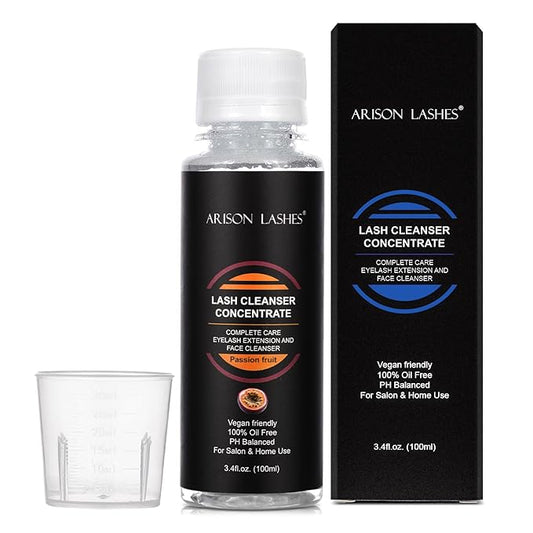 ARISON LASHES Eyelash Cleanser Concentrate 100ml Lash Extensions Shampoo Natural Foaming Cleanser DIY Non-lrritating 20 Bottles 60ml lash Shampoo（Passion Fruit）
