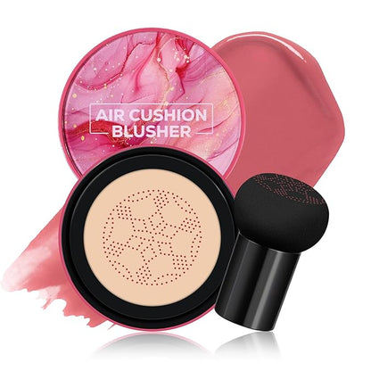 KYDA Air Cushion Blush, Mushroom Head Air Cushion Blusher, Natural Glow Liquid Blusher for Cheeks and Eyes, Buildable Matte Coverage, Lightweight Blendable, Silky Cream Blush Makeup, 04 Cameo Brown
