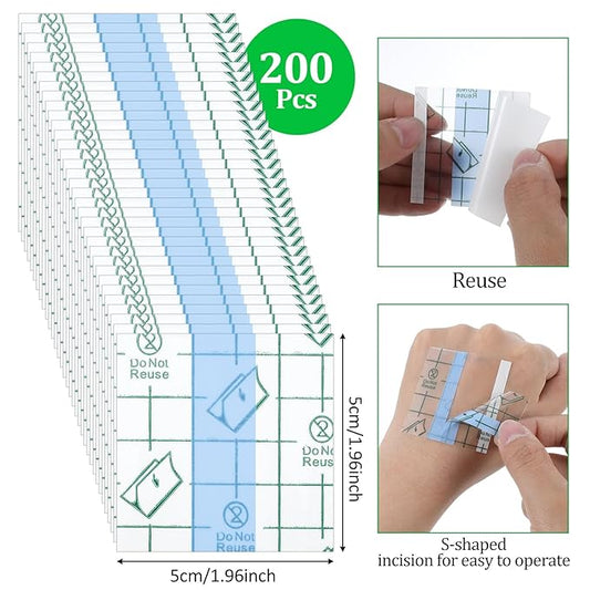 200 Pieces Makeup Hand Palette Single Use Mixing Palette Disposable Professional Makeup Artist Must Haves Transparent Foundation Artist Cosmetic Waterproof Palettes Tape for Women 2 x 2 Inch
