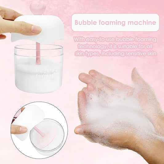 Face Cleanser Bubbler, Bubble Maker for Face Wash, Bubble Foamer Device, Gentle Deep Cleanser, Maker Face Foaming Maker for Cleaning (1, Blue) (1, Transparent)
