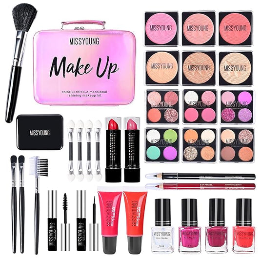 Makeup Kit, Professional Makeup Palette Travel Makeup Case with Eyeshadow Lipstick Concealer Lip Gloss Eyeliner Mascara Contour Bronzer Powder, Makeup Sets for Women Girl