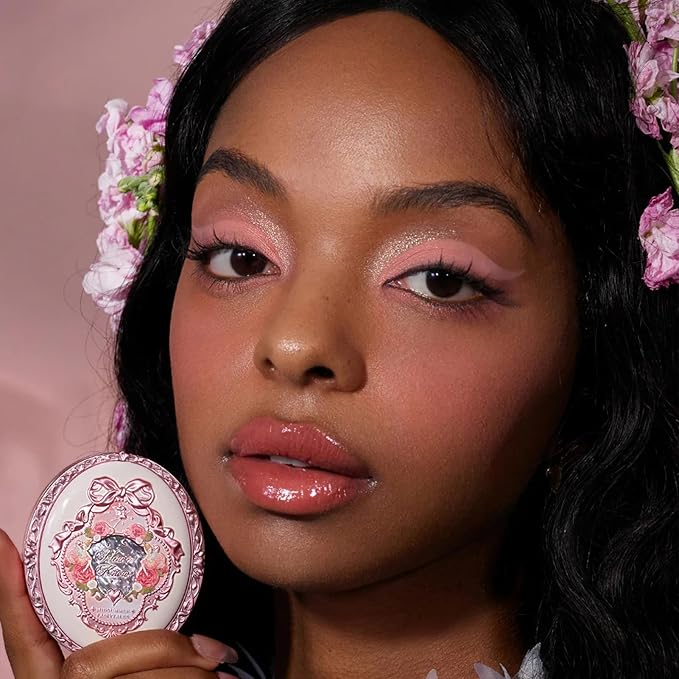 Flower Knows Midsummer Fairytales Embossed Blush 01 Blooming Days+Butterfly Cloud Collar Angled Powder Brush Frosty Wisteria