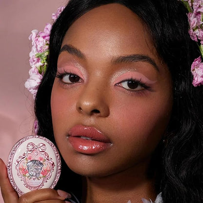 Flower Knows Midsummer Fairytales Embossed Blush 01 Blooming Days+Butterfly Cloud Collar Angled Powder Brush Frosty Wisteria