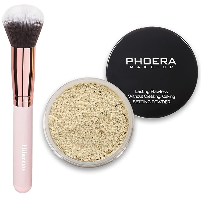 PHOERA Foundation Face Powder, Soft Focus Setting Powder, Silky Powder For Creating Without Shine, Smooths Pores & Lines, Up to 24H Wear Oil Control,0.49 Oz (N.01 Translucent)