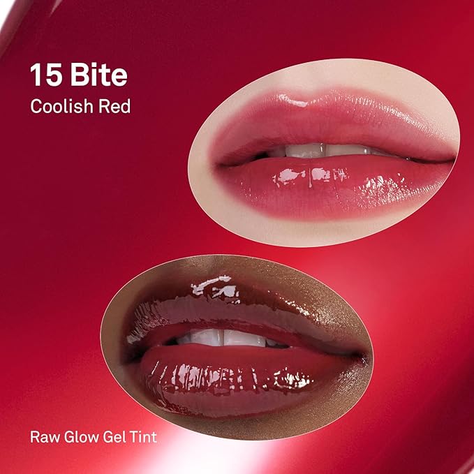 HINCE Raw Glow Gel Tint - Glossy Dewy Lip Tint, Non-Sticky & Long Wearing Lip Gloss for Natural Glass Glow, Moisturizing Liquid Lipstick, Vegan, 0.13 fl.oz. (BITE, 15)