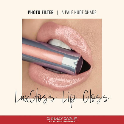 Runway Rogue LuxGloss Lip Gloss, High-Pigment Shimmery Pale-Nude Lip Gloss, ‘Photo Filter’