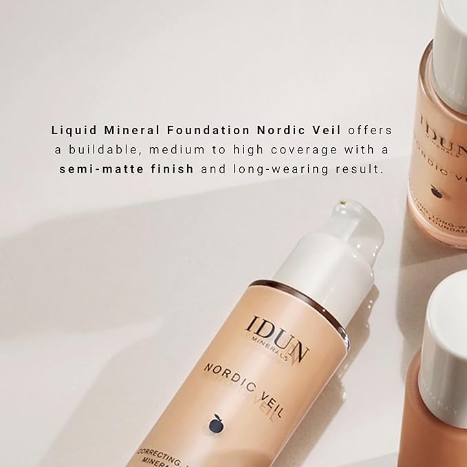 Liquid Nordic Veil Foundation - Full and Poreless Coverage, Long Lasting, Soft Matte Finish - Purified and Safe for Sensitive Skin - 306 Freja - Light Medium Warm - 0.88 oz