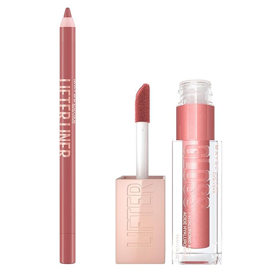 Maybelline Lifter Gloss and Lifter Liner Bundle, Lip Gloss and Lip Liner in Shades Moon and Big Lift, Pack of 2