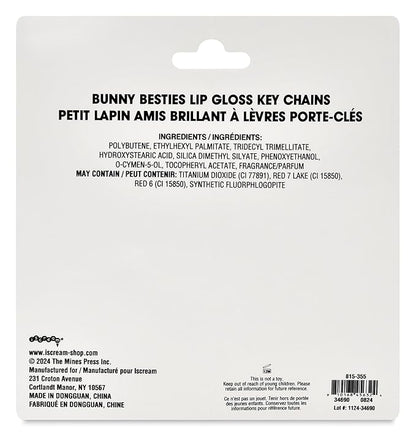 iscream Bunny Besties Tear and Share Classic Wand Lip Gloss Set on a Key Chain Bag Clip for Grab and Go Fun