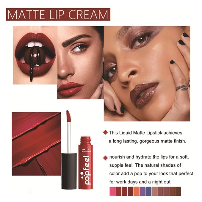 Lip Gloss Set, 6 Piece Matte Lipstick Makeup Set, Non-sticky, High Shine, Long Lasting Color Lip Gloss Set, Rich Color, Great Gifts for Holiday and Birthday - 078