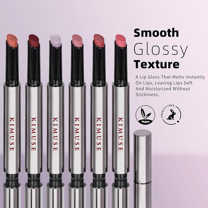 KIMUSE Lip Plumper, Hydrating Korean Lip Gloss, Click Tinted Lip Balm Solid Lipstick for Plumps & Moisturizes, Long-wearing All-in-one Lip Plumping, Gloss, Balm