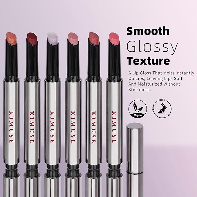 KIMUSE Lip Plumper, Hydrating Korean Lip Gloss, Click Tinted Lip Balm Solid Lipstick for Plumps & Moisturizes, Long-wearing All-in-one Lip Plumping, Gloss, Balm