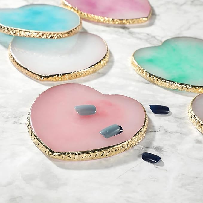 Resin Nail Art Palette Nail Polish Palette with Spatula Nail Pallet for Nail Art Nail Polish Mixing Plate (Blue)