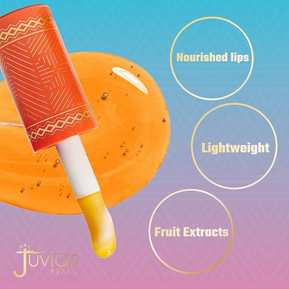 Juvia's Place Magic Lip Oil - Sweet Orange - Smooth, Hydrating w/Vitamin E for Soft, Glossy, Juicy Lips - Infused with Fruit Extracts - Tinted, Shimmering, Lightweight & Non-sticky Lip Oil for Summer